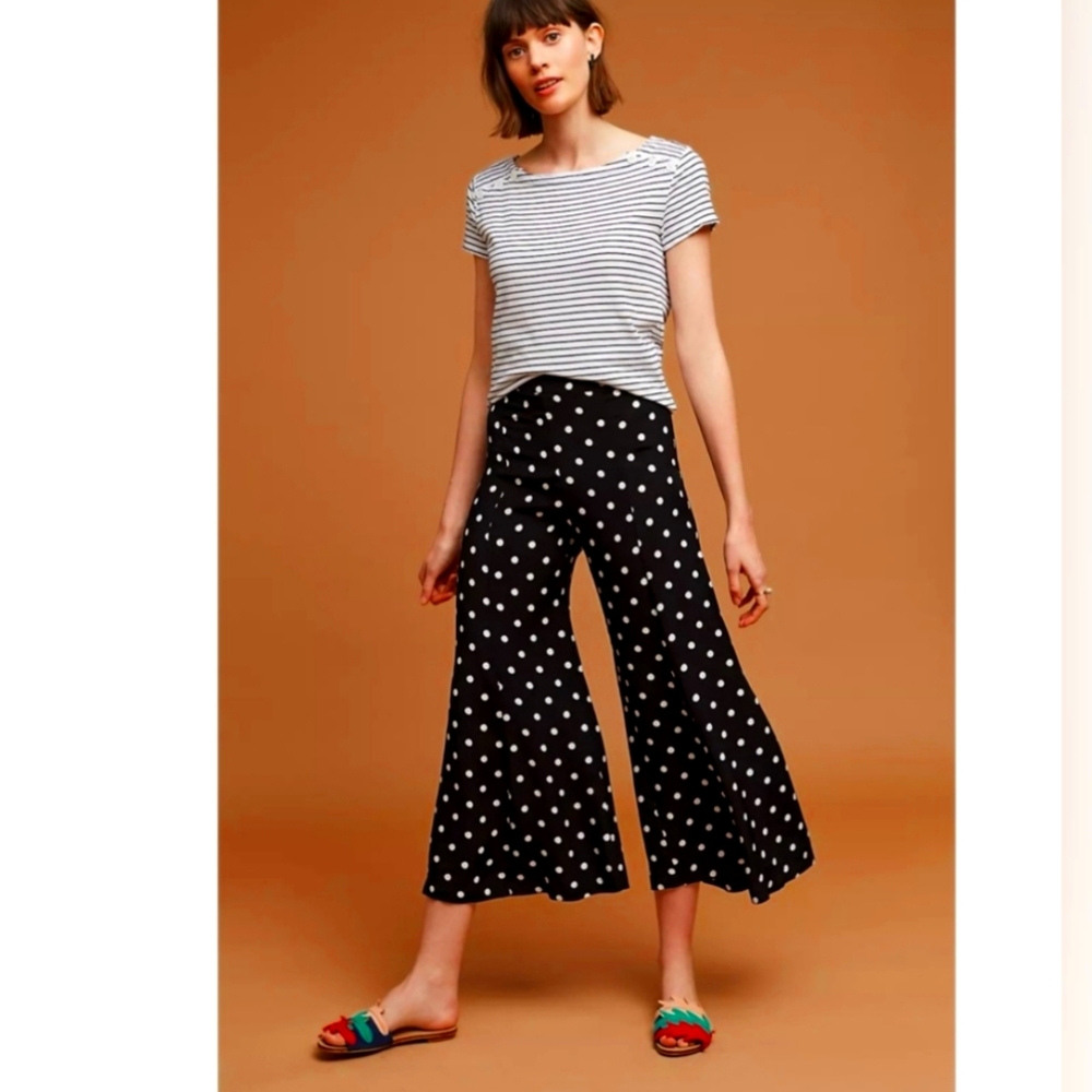 Maeve Canna Pant. Black and White Polka Dot. Size 4P